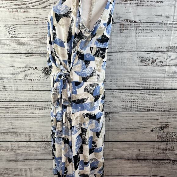 Christopher & Banks Dress size Large Black Blue Slinky Stretch Straight Knee - Picture 8 of 11